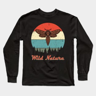 Wild Nature Moth Brown Abstract Sunset Long Sleeve T-Shirt